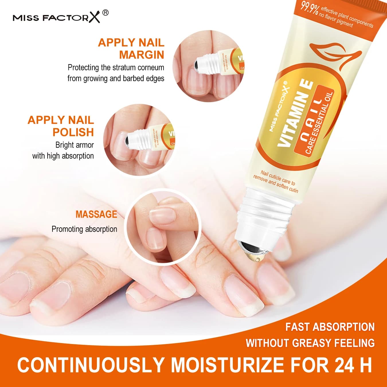 Ongles à ongles à la vitamine E, huiles essentielles pour soins du cuir mort 12 ml contenant une variété de composants végétaux efficaces, perle roulante massa