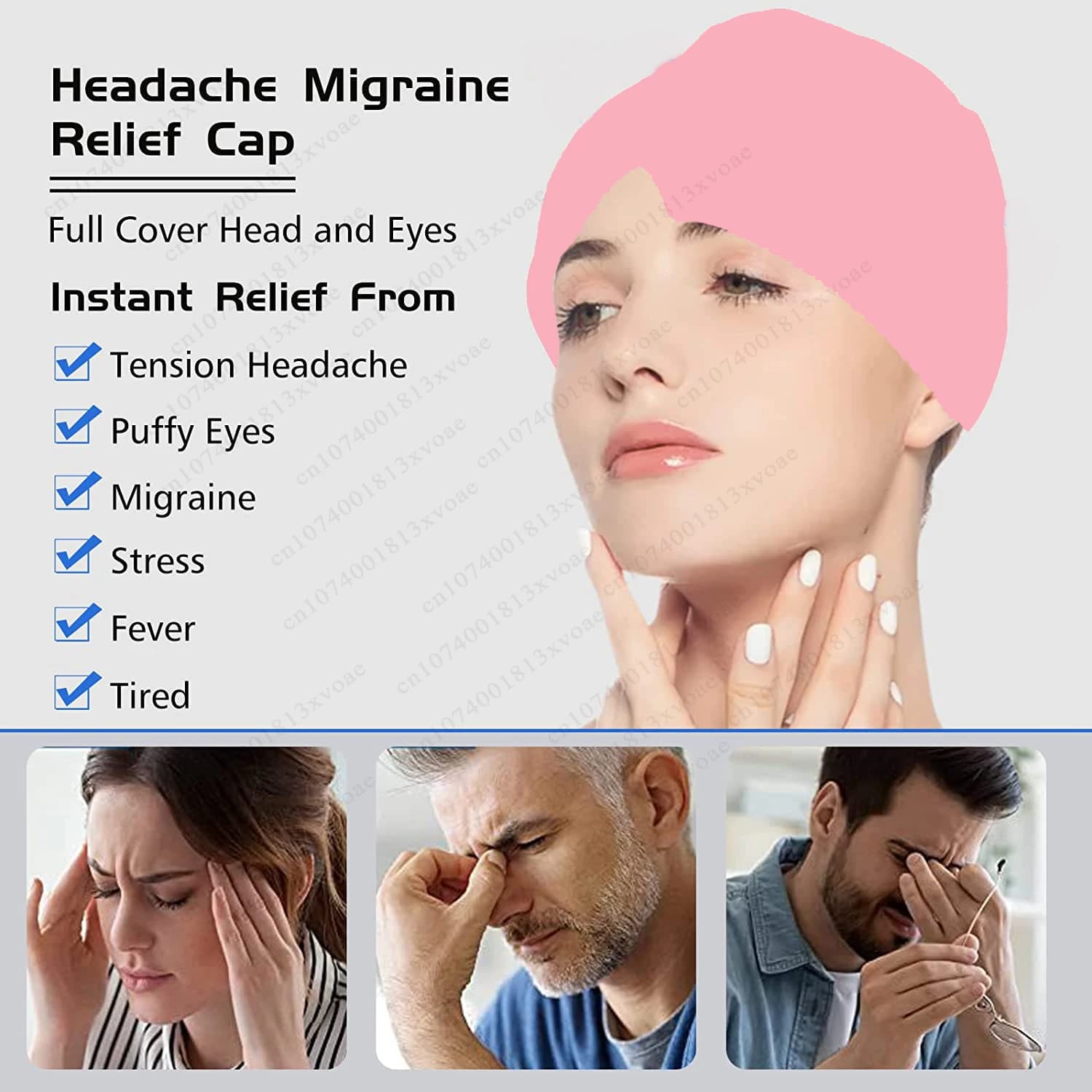 Pain de tête soulagement de la Migraine chapeau Gel glace compresse froide thérapie casquette glace tête enveloppement Pack masque pour les yeux pour soulager la pression douleur chapeau de glace