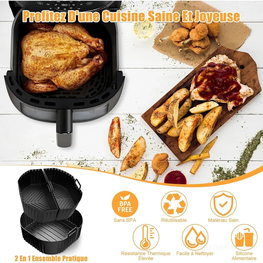 Accessoires de friteuse à Air 2x3.1L et 1x6.2L pour Philips série 2000 NA230 XL Cosori Turboblaze 6L, moule en Silicone réutilisable pour friteuse à air