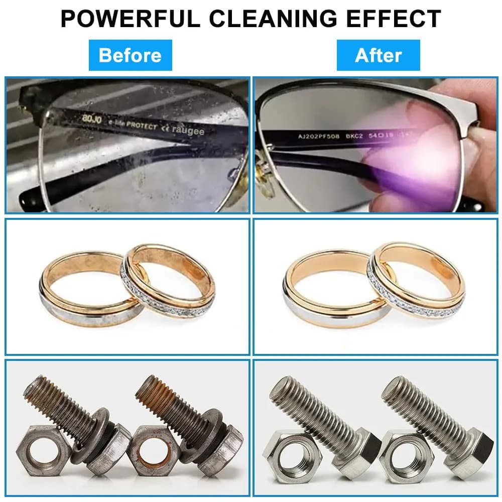 Nettoyeur à ultrasons 40KHZ, bain de lavage à vibrations haute fréquence pour bijoux, montres, lunettes de prothèse dentaire, nettoyeur à ultrasons