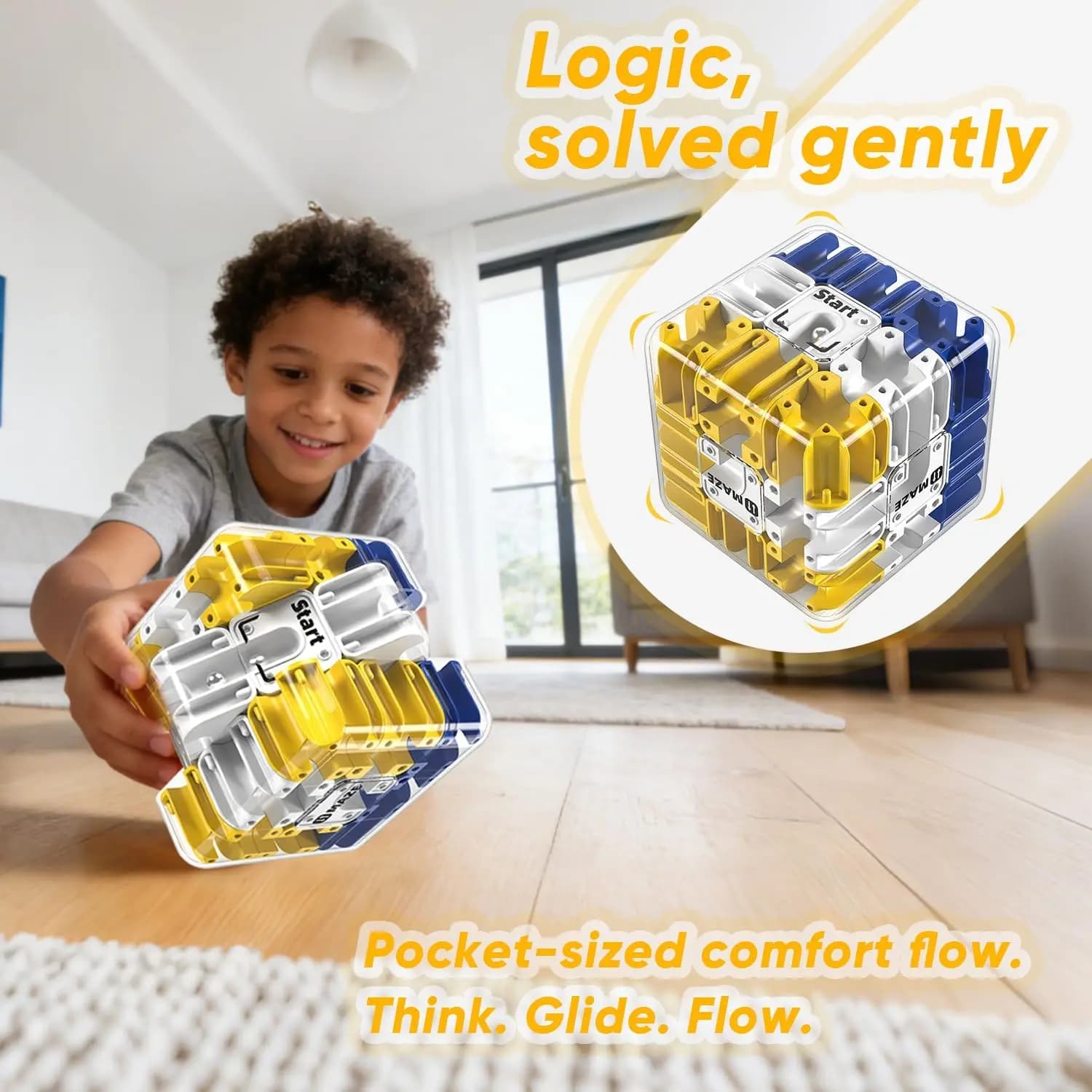 Casse-tête 3D en forme de cube labyrinthe à billes roulantes, jeu de compétition entre frères et sœurs, jouet anti-stress, cadeau