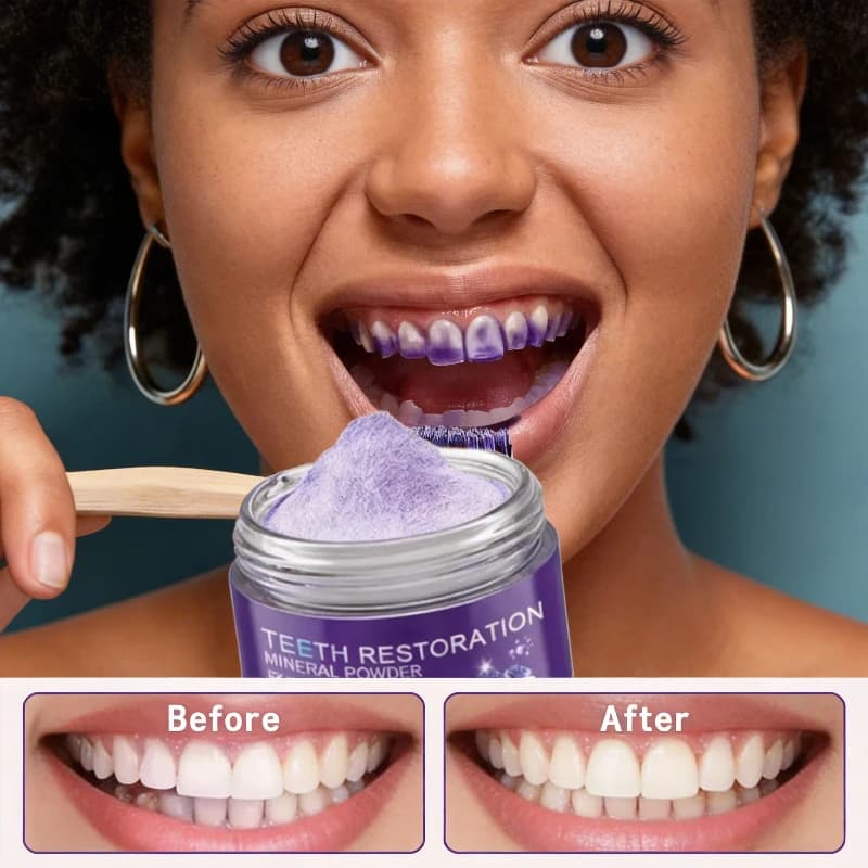 Poudre Minérale Violette pour la Restauration Dentaire – Éclaircissante, Blanchissante, Sûre pour l'Émail – Poudre Dentifrice Renforçante pour les Dents, Répare le Tartre et les Gencives