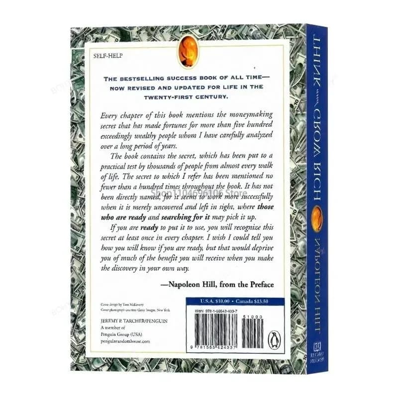 Romans inspirants classiques Pensez et grandir riches par Napoléon Hill Broché en anglais