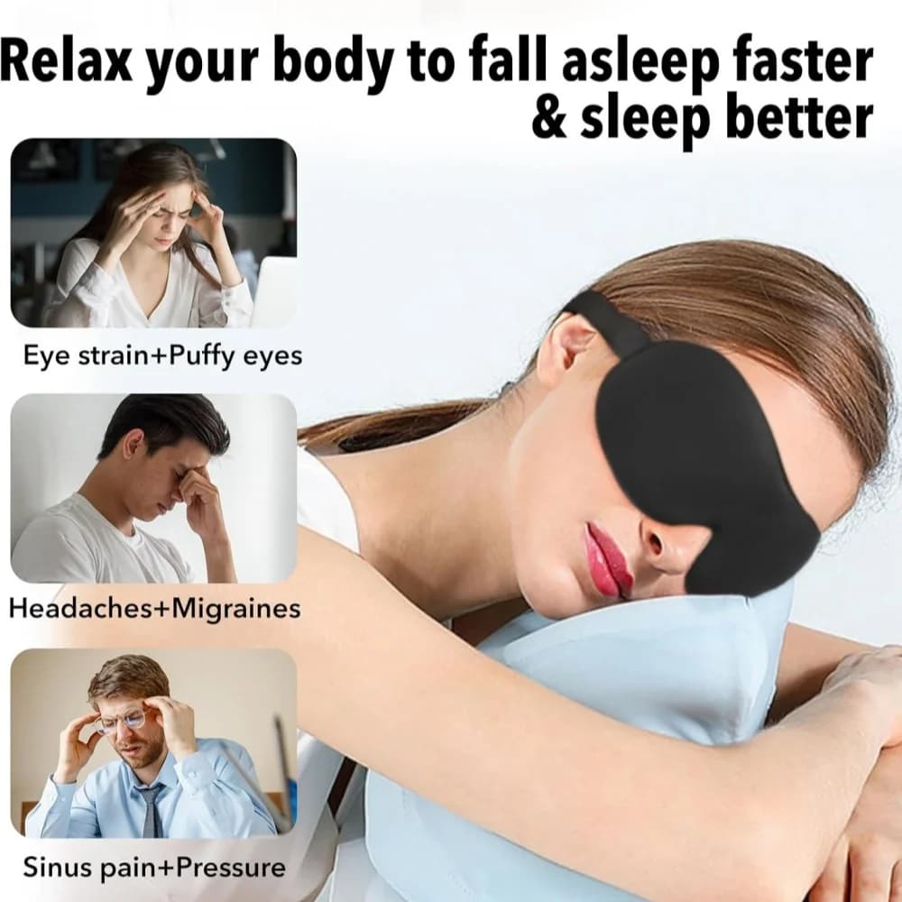 Masque de sommeil 3D en mousse à mémoire de forme souple