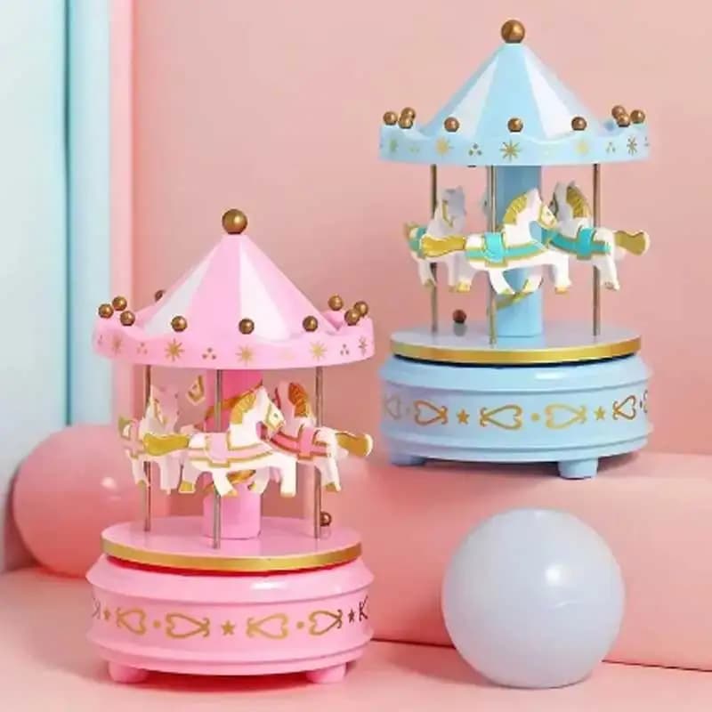 Boîte à musique de carrousel de luxe, 4 chevaux, rotation, jouets romantiques, travail manuel, cadeaux, 1 pièce