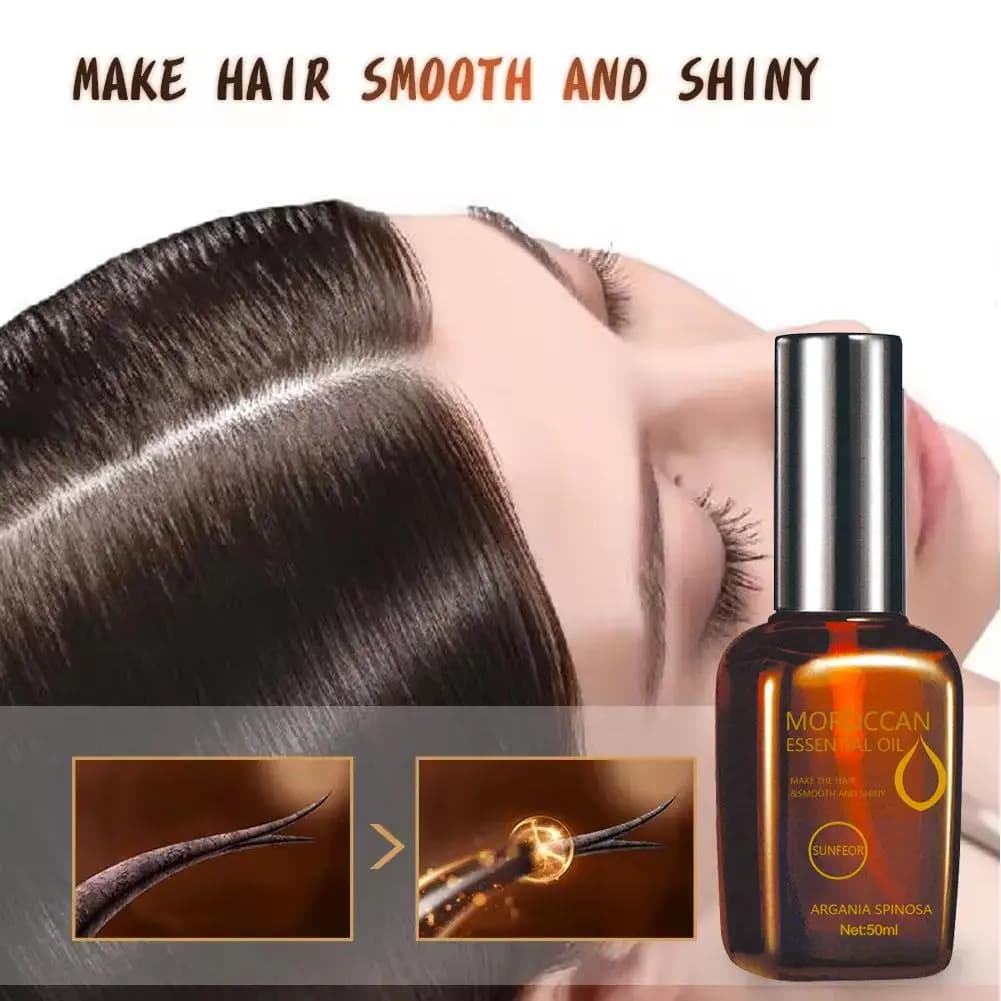 Traitement sans rinçage à l'huile d'argan marocaine 50 ml Masque capillaire lissant hydratant anti-frisottis pour les