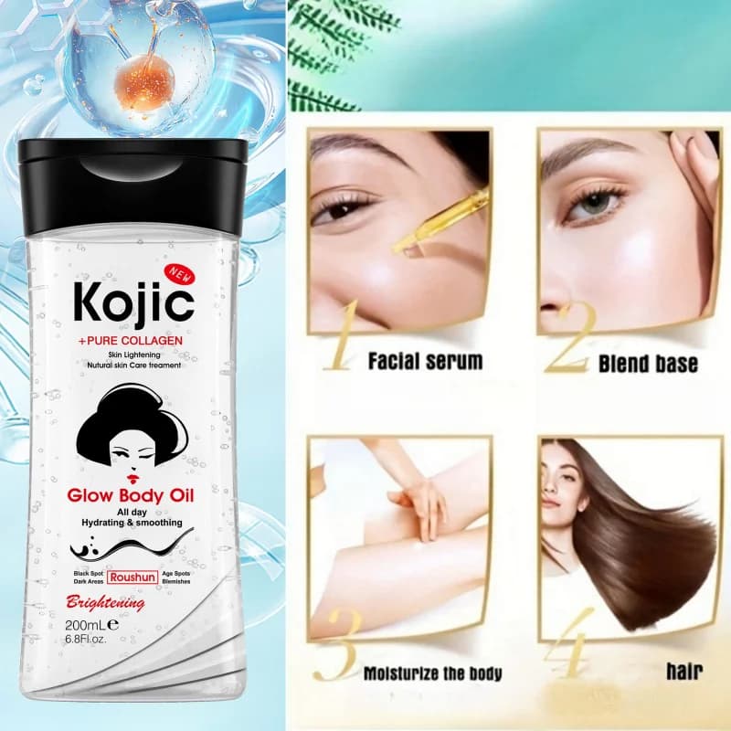 200ml Huile corporelle à l'acide kojique Huile essentielle pour le corps Huile de soin de la peau Hydratante et soin hydratant Convient à toutes les saisons