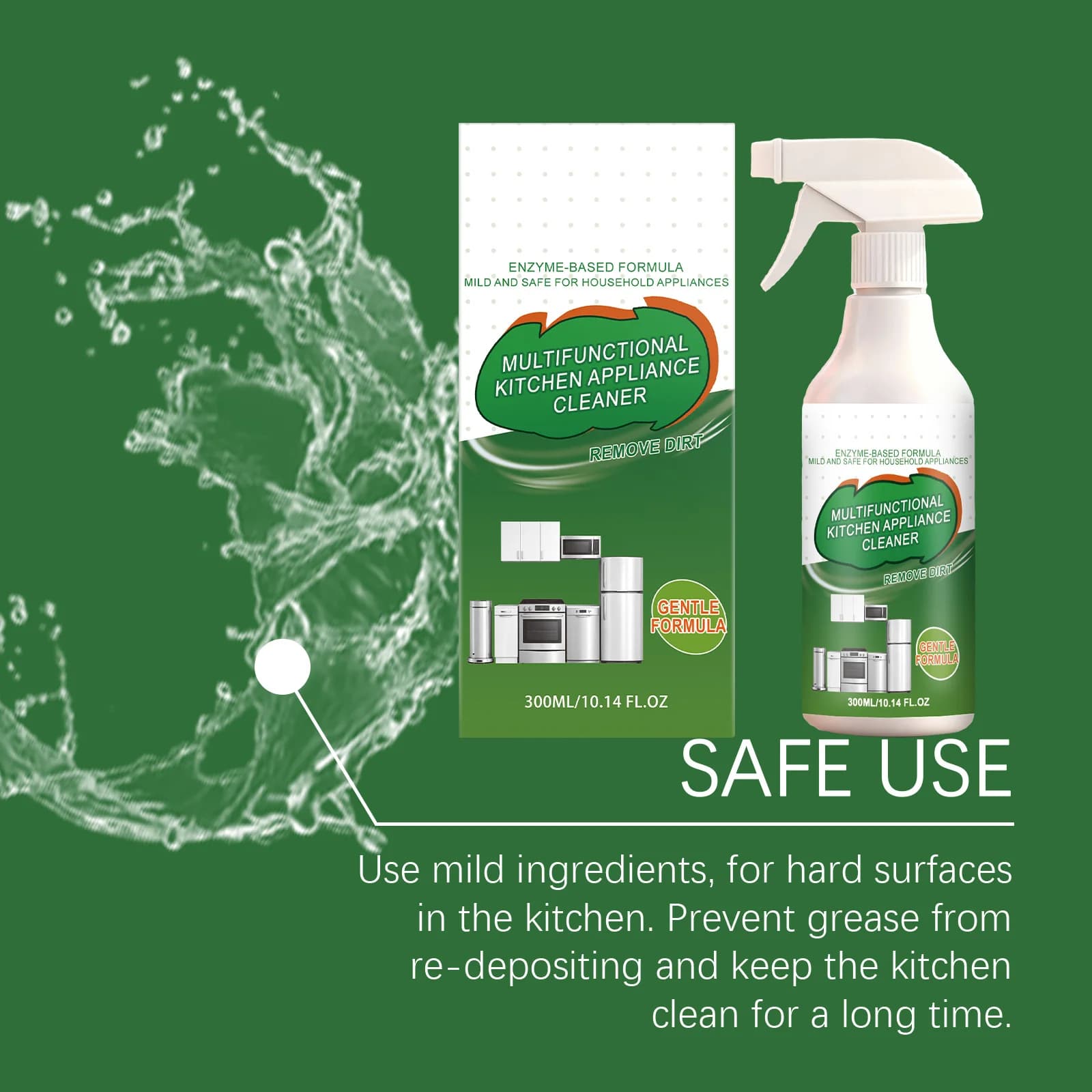 Nettoyant Dégraissant pour Appareils de Cuisine, Dissolvant de Taches d'Huile, Spray Anti-Odeur, Nettoyant Multifonctionnel pour Graisses Tenaces 300ml
