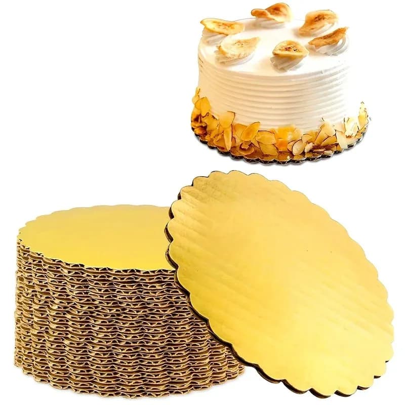5 planches à gâteaux avec anneaux à gâteau dorés, carton avec base à gâteau de 8/10 pouces, adaptées à la cuisson de gâteaux, doré