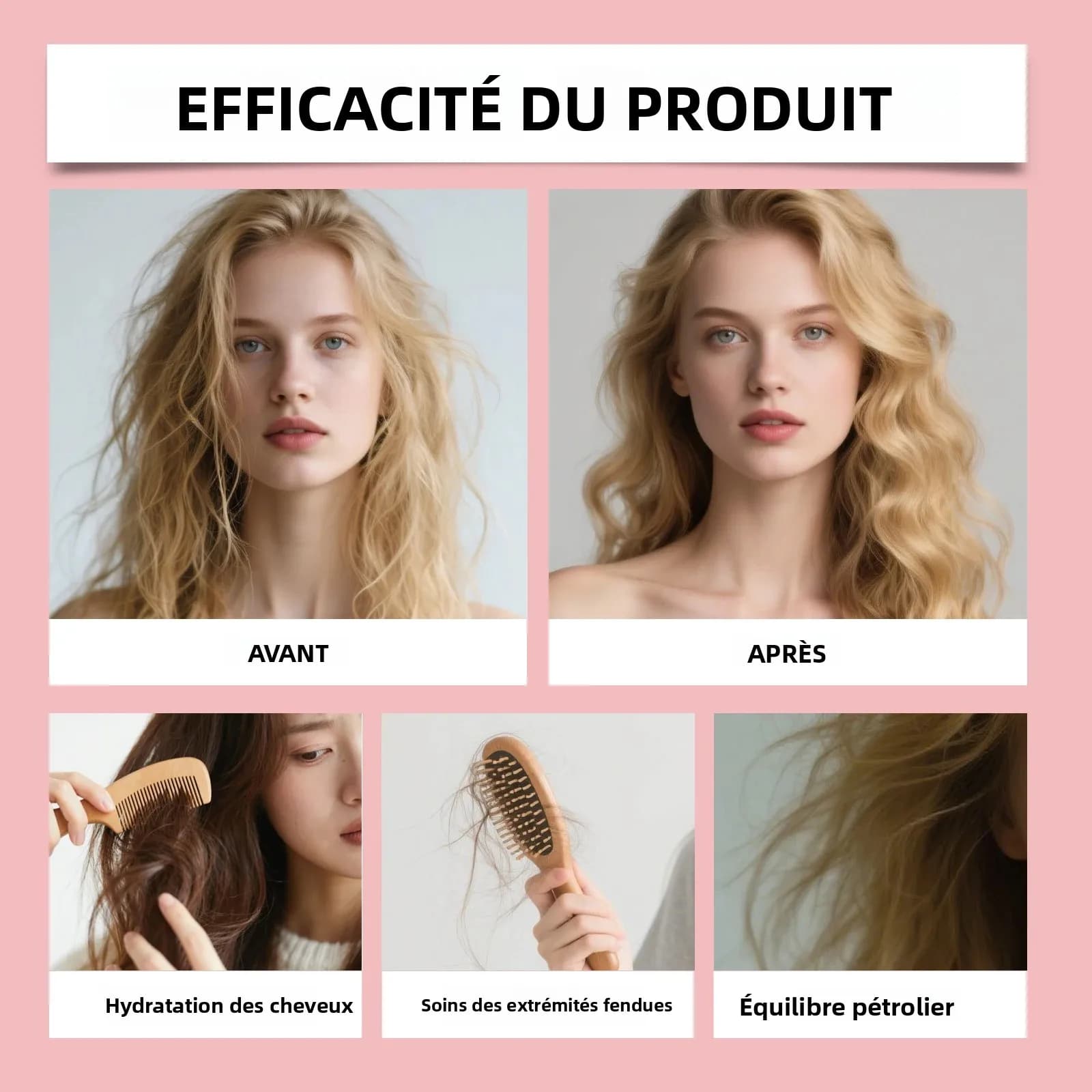 Barre de shampoing solide pour tous les Types de cheveux, huile de ricin, beurre de karité, hydratant, contrôle des frisottis, réparation des extrémités fourchues, soins capillaires amical, 60g