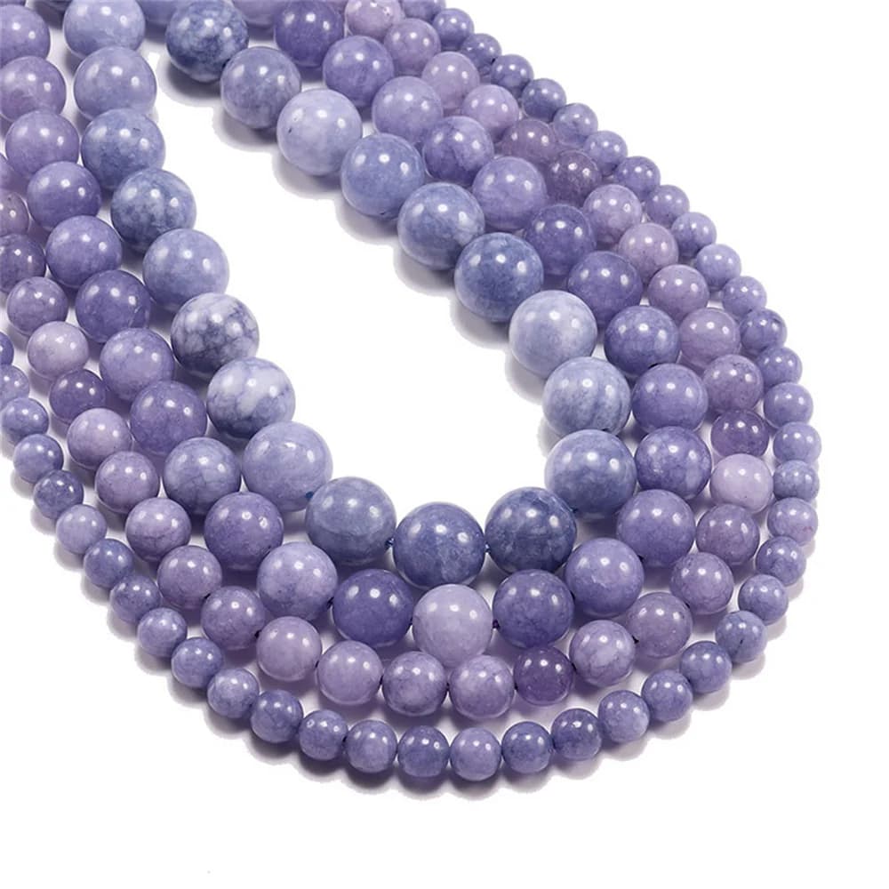 Perles en pierre d'angélite naturelle, amples, pour la fabrication de bijoux, Bracelets, collier, cordon de 15 pouces, non inclus, 4mm, 6mm, 8mm, 10mm