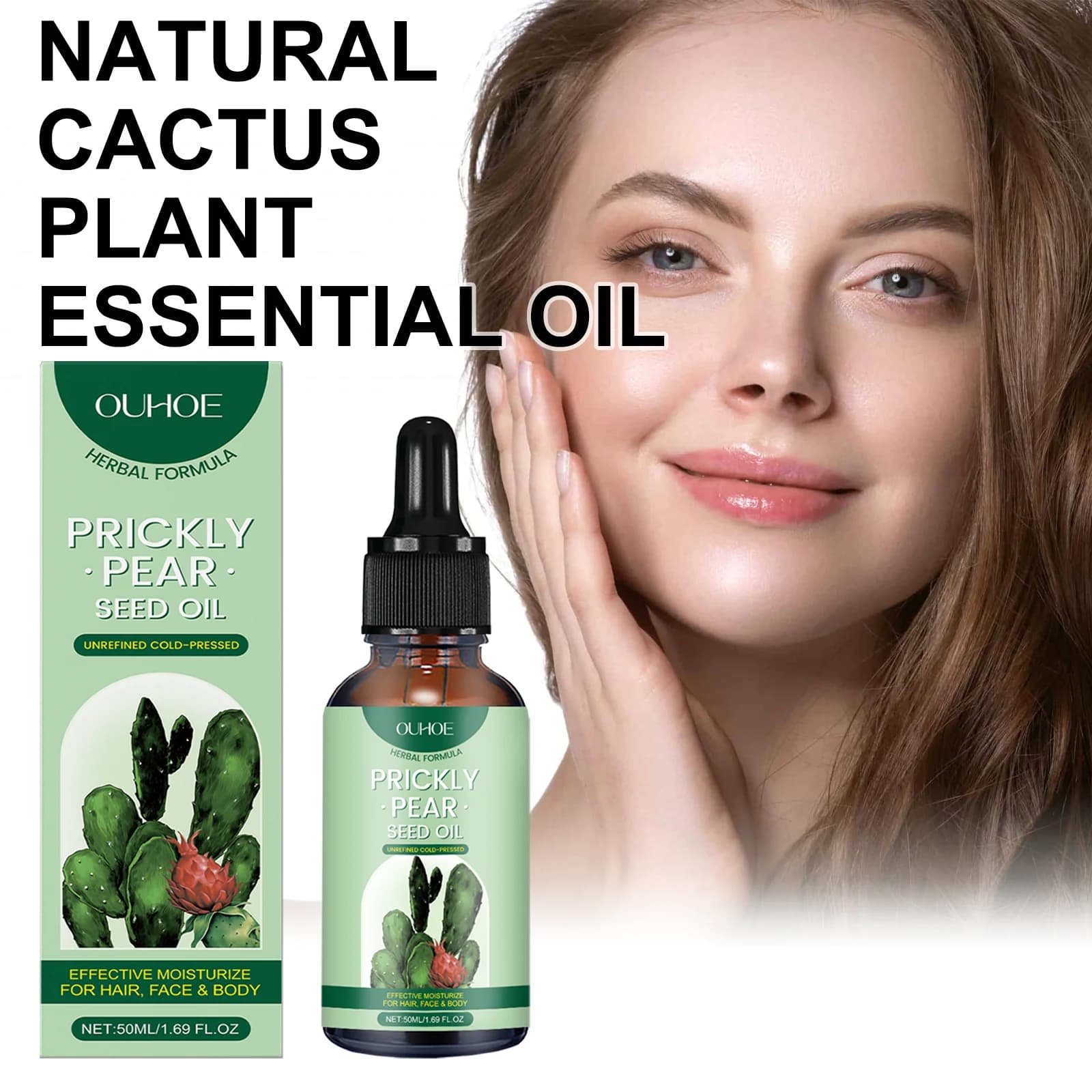 Huile de graines de Cactus 2 en 1, visage, corps, cheveux, Massage hydratant à base de plantes naturelles, Argan, amande, traitement nourrissant Anti-Pollution