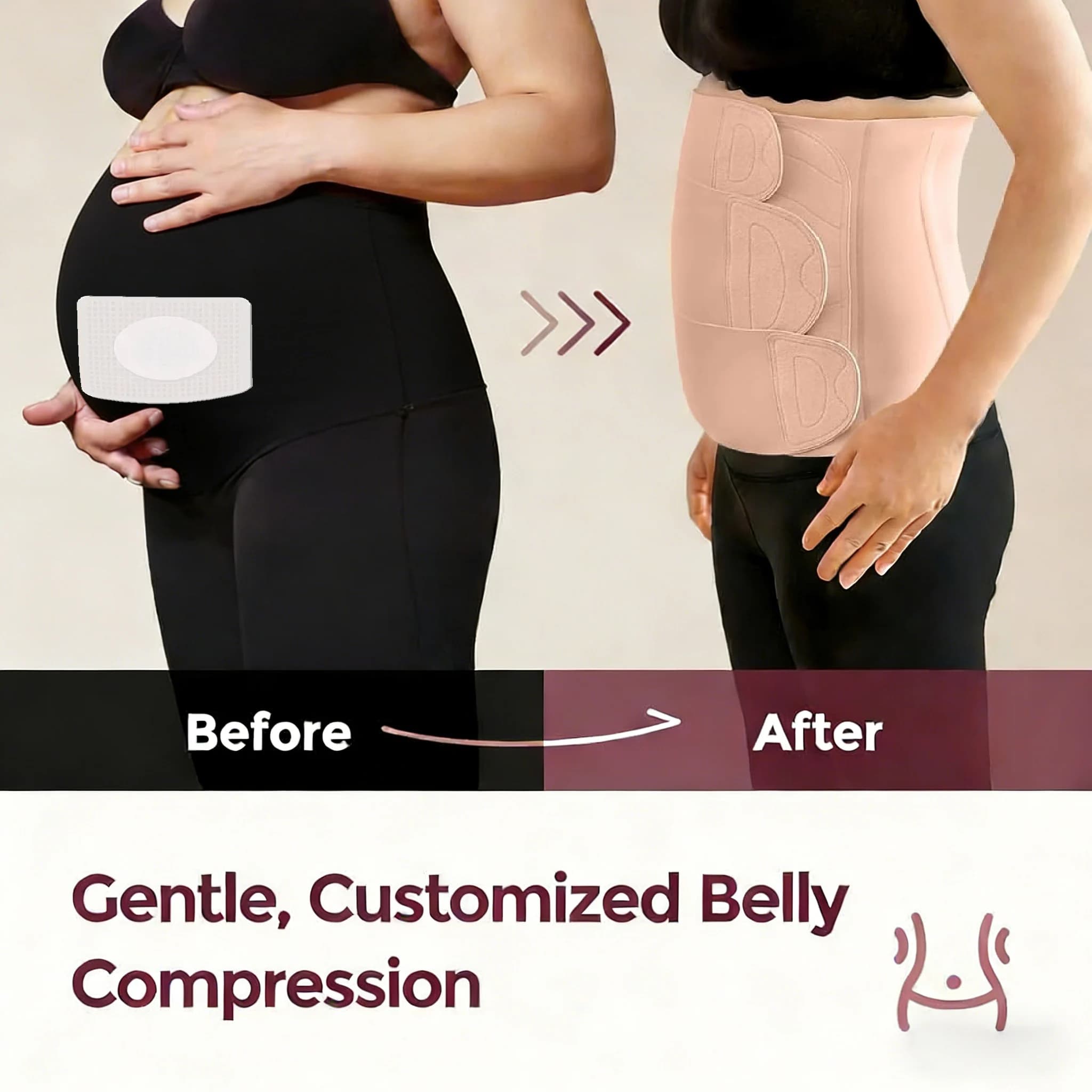 Ceinture abdominale post-partum pour césarienne et accouchement vaginal, avec soutien dorsal ergonomique et effet liftant 3D