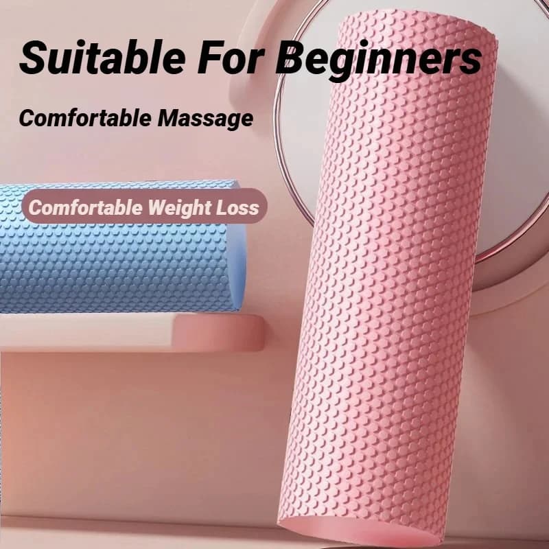 Rouleau de yoga hexagonal : Cylindre en mousse EVA (diamètre 9,5 cm, longueur 29,7 cm) pour le Pilates et les entraînements à domicile