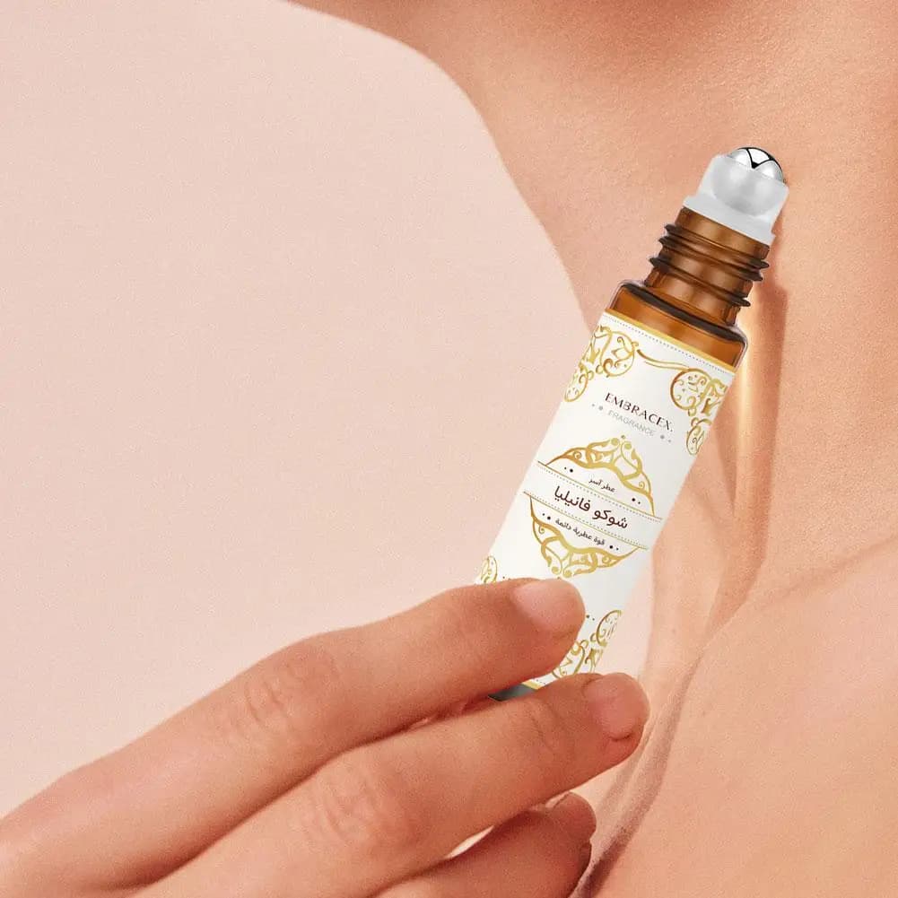 Huile Essentielle Parfumée Roll-On Chocolat Vanille Arabe, Parfum de Haute Qualité 10ml Sans Alcool, Senteur Gourmande Sucrée pour Rendez-vous