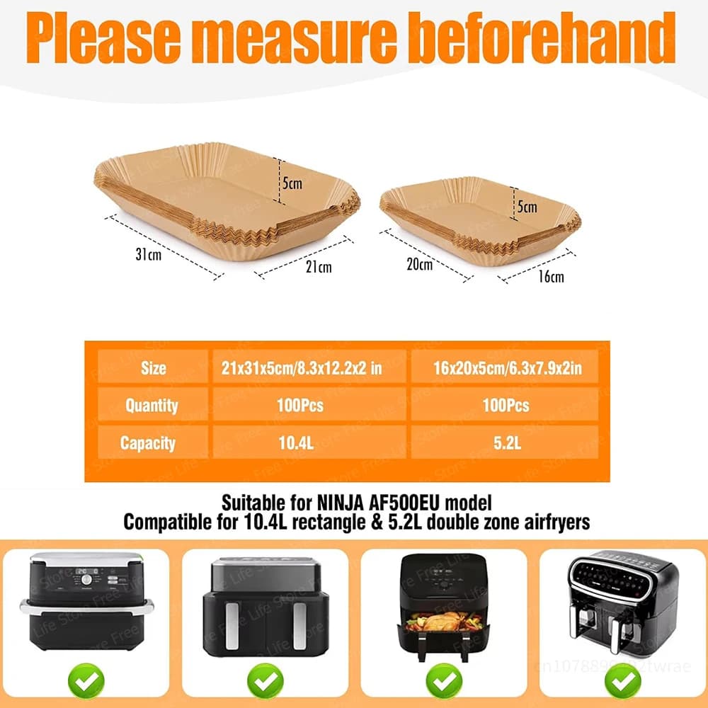 Papier pour friteuse à air Ninja AF500EU jetable antiadhésif sans BPA cuisson saine sans huile Compatible avec les friteuses à air double zone