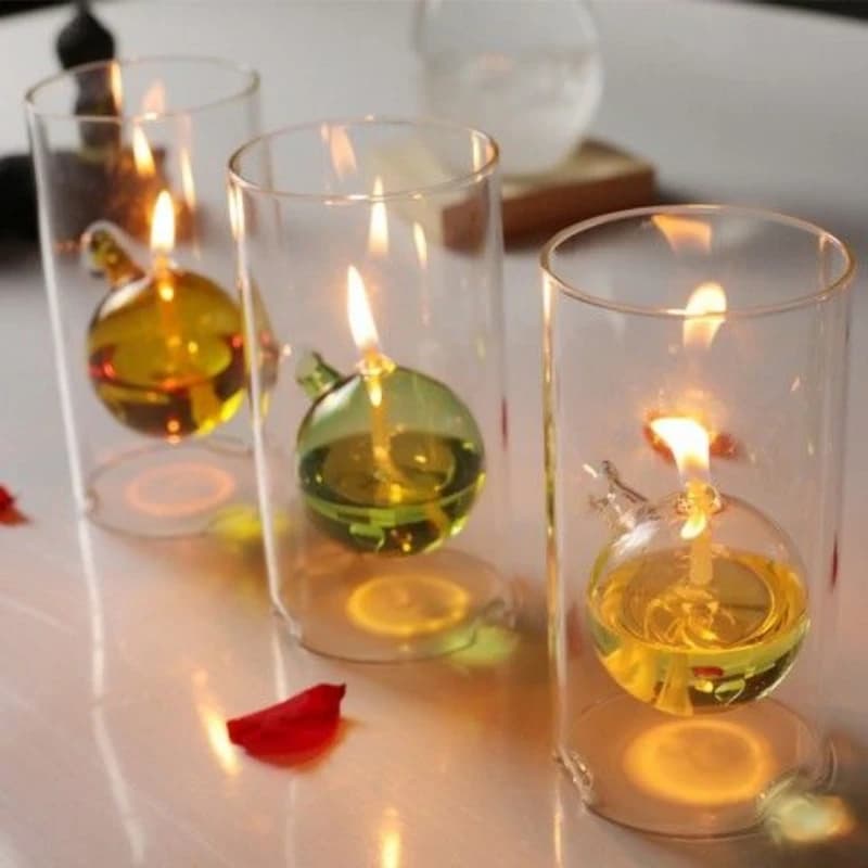 Lampe à huile en verre romantique