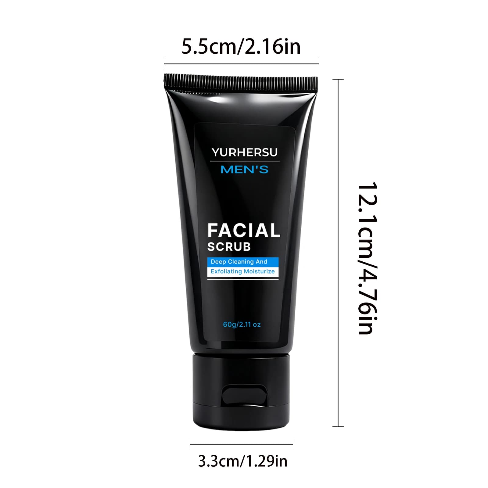 Gommage exfoliant pour le visage pour hommes, contrôle de l'huile, nettoyage en profondeur des pores, acné, élimination des points noirs, peau grasse, post-rasage, 60g