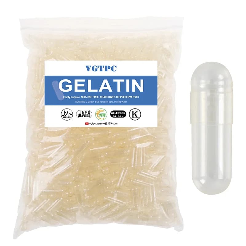 1000 pièces Capsules séparées de gélatine 000 00 0 de qualité alimentaire Transparent casher Halal Capsule transparente