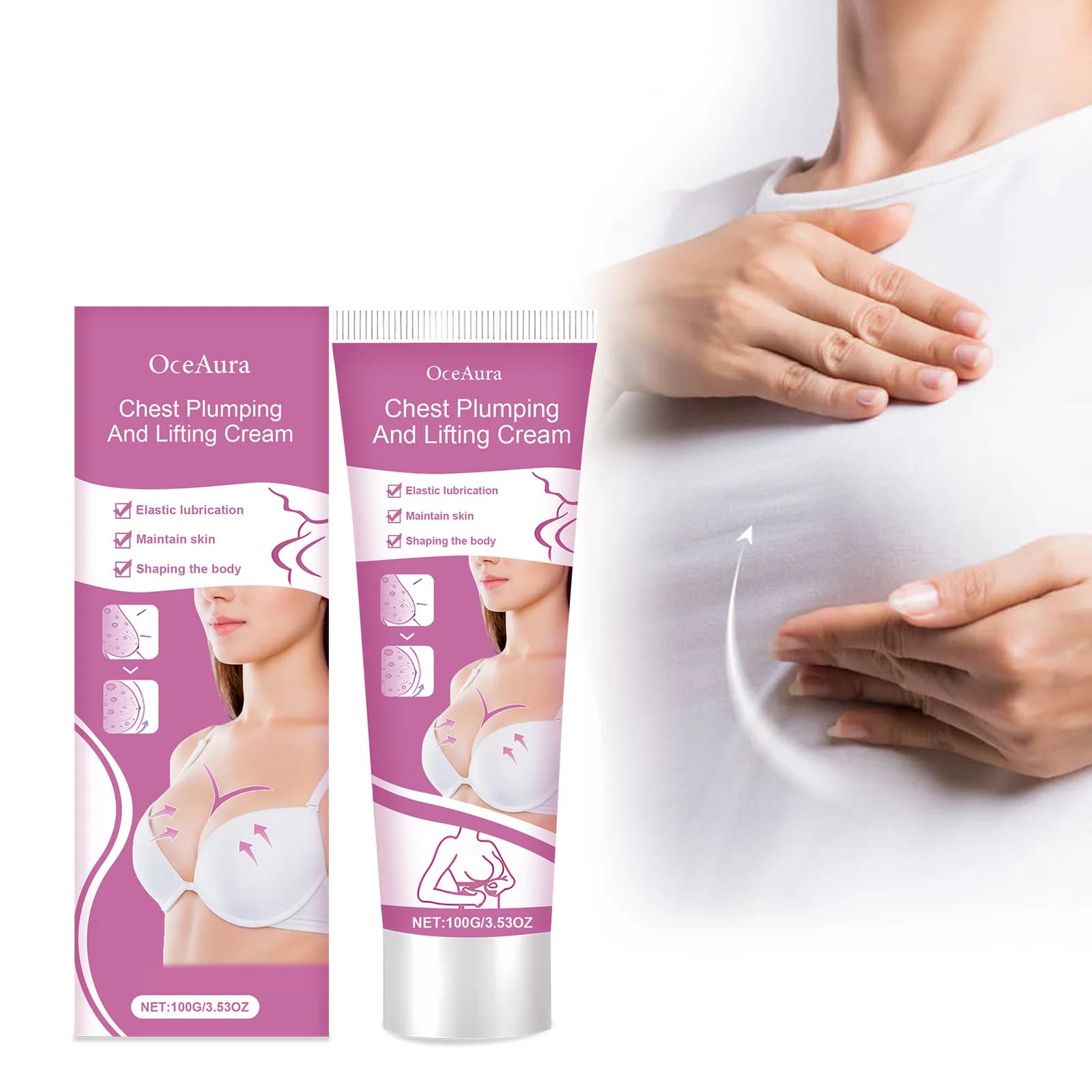 Crème Raffermissante et Volumatrice pour la Poitrine – Améliore les Seins Plats et Tombants – Soin et Massage des Seins