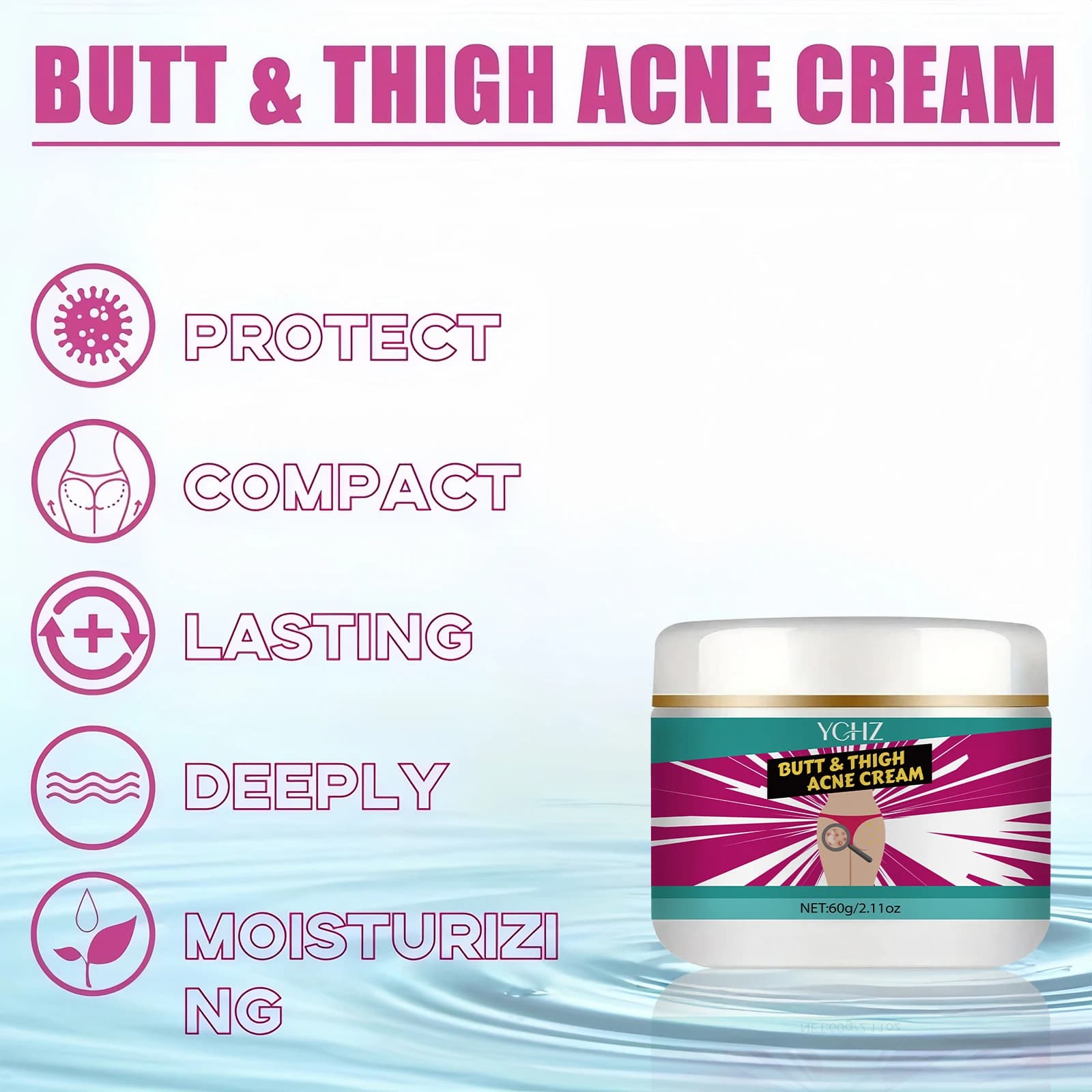 Crème raffermissante pour les fesses, crème de massage pour des fesses sexy, réduit les irrégularités, estompe les lignes, crée des fesses lisses et belles, crème de massage liftante pour les fesses,