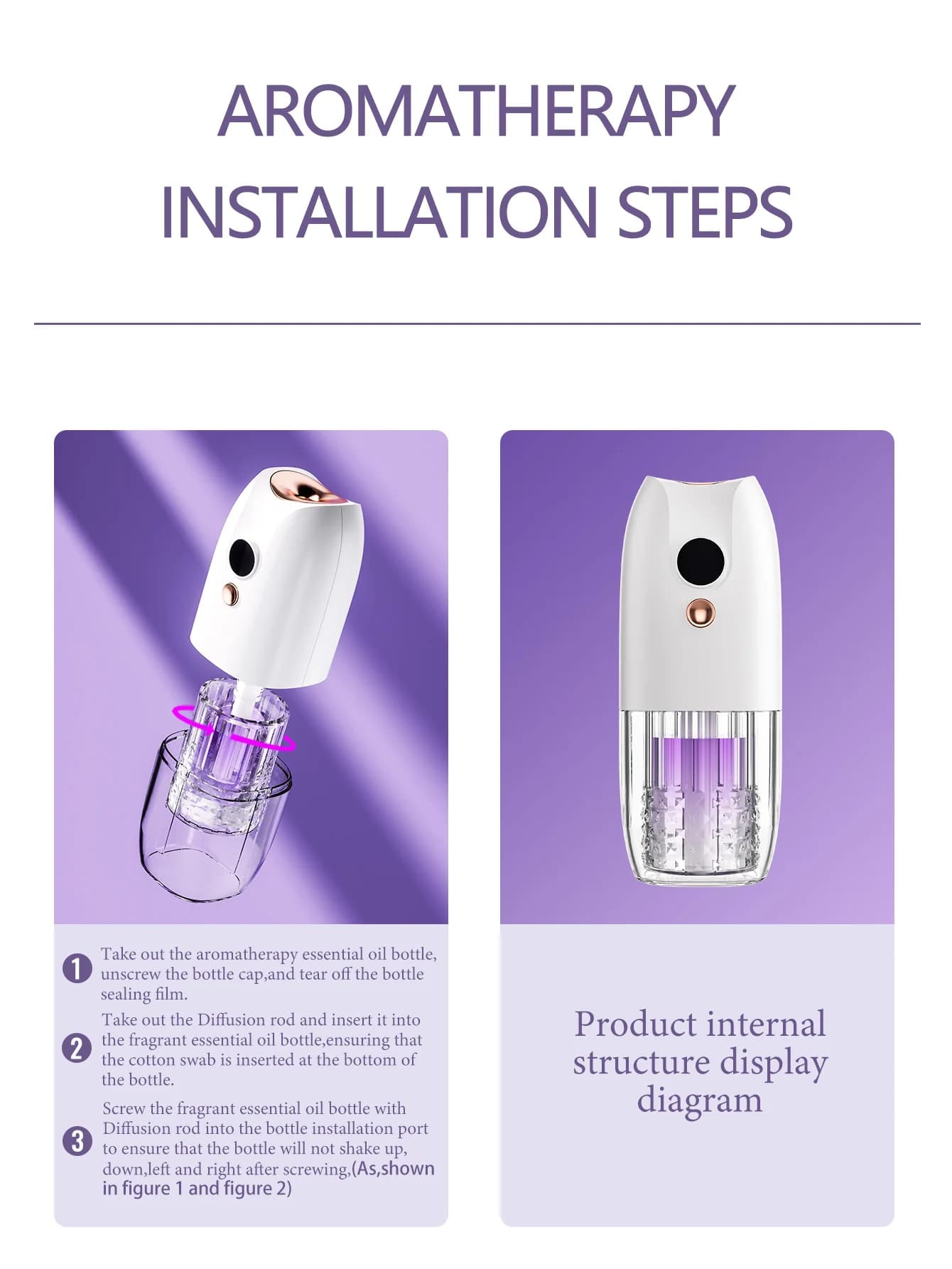 Diffuseur d'arôme portable rechargeable multifonctionnel, diffuseur d'huile essentielle, minuterie, désodorisant, voiture, maison, salon, salle de bains
