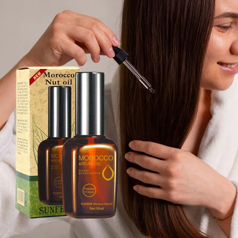 Traitement sans rinçage à l'huile d'argan marocaine 50 ml Masque capillaire lissant hydratant anti-frisottis pour les