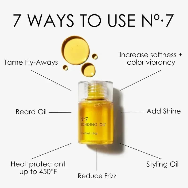 30 ml n° 7 huile de liaison, soins capillaires originaux, réparation, après-shampooing, huile essentielle endommagée, augmente la brillance, la douceur, couleur Vibrancy Frizz
