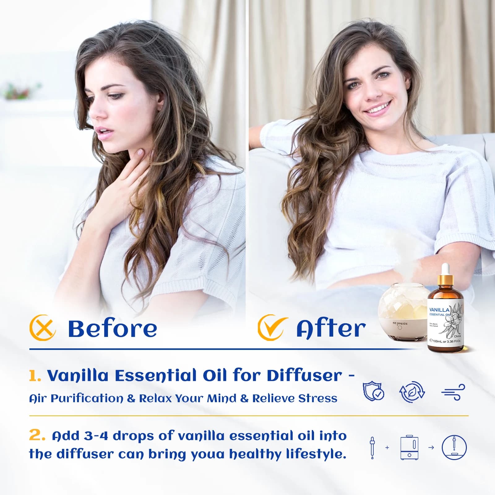 HIQILI huile essentielle de vanille 100ML pour diffuseur fabrication de bougies encens doux Orange lavande jasminum Massage soins du corps