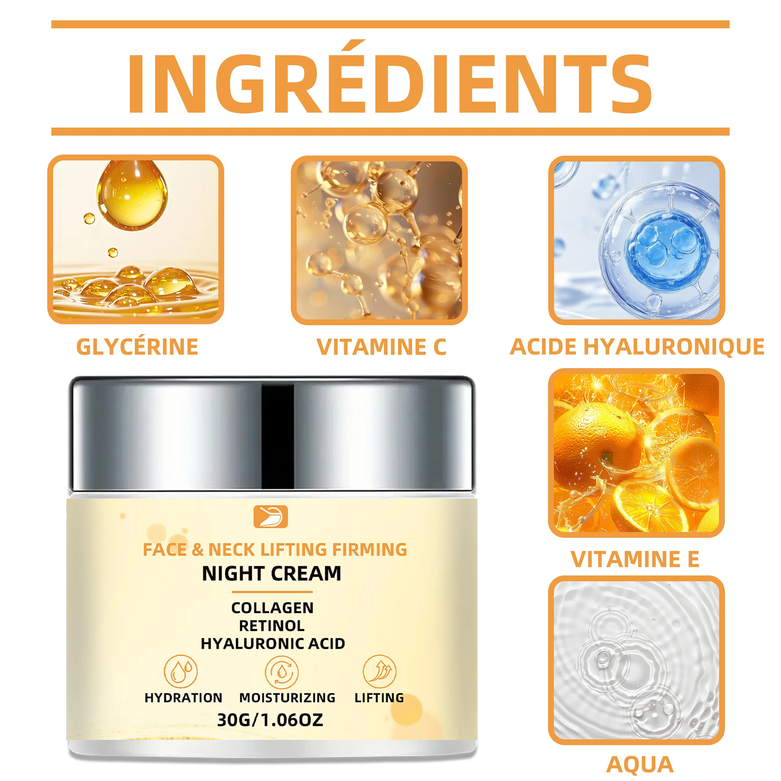 Ottilavie Crème de Nuit Lifting & Fermeté Visage et Cou