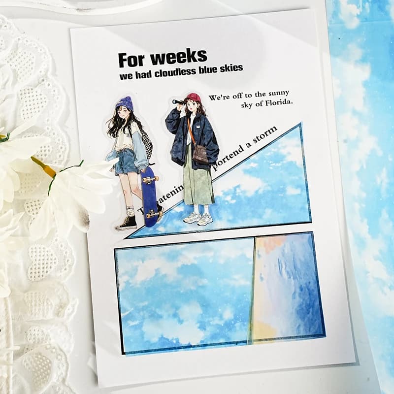 1 à 6 rouleaux de bandes décoratives de la série Sky Cloud Realm, autocollants pour scrapbooking, matériel parfait pour l'artisanat, fournitures de scrapbooking DIY
