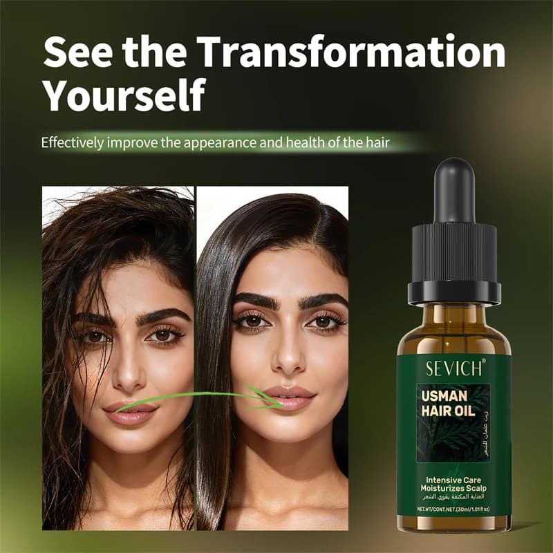 Soins capillaires huile essentielle Usma herbe sérum réparation endommagé nourrir huile capillaire plus épaisse prévenir la calvitie huile de croissance des cheveux unisexe