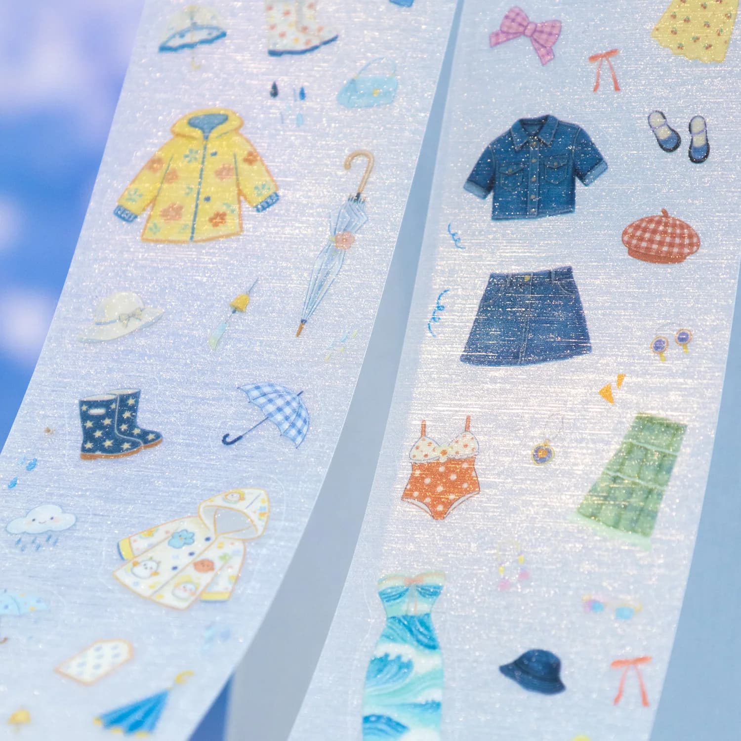 1 rouleau de ruban Washi PET Summer Daily, autocollants transparents mignons pour tenues et aliments