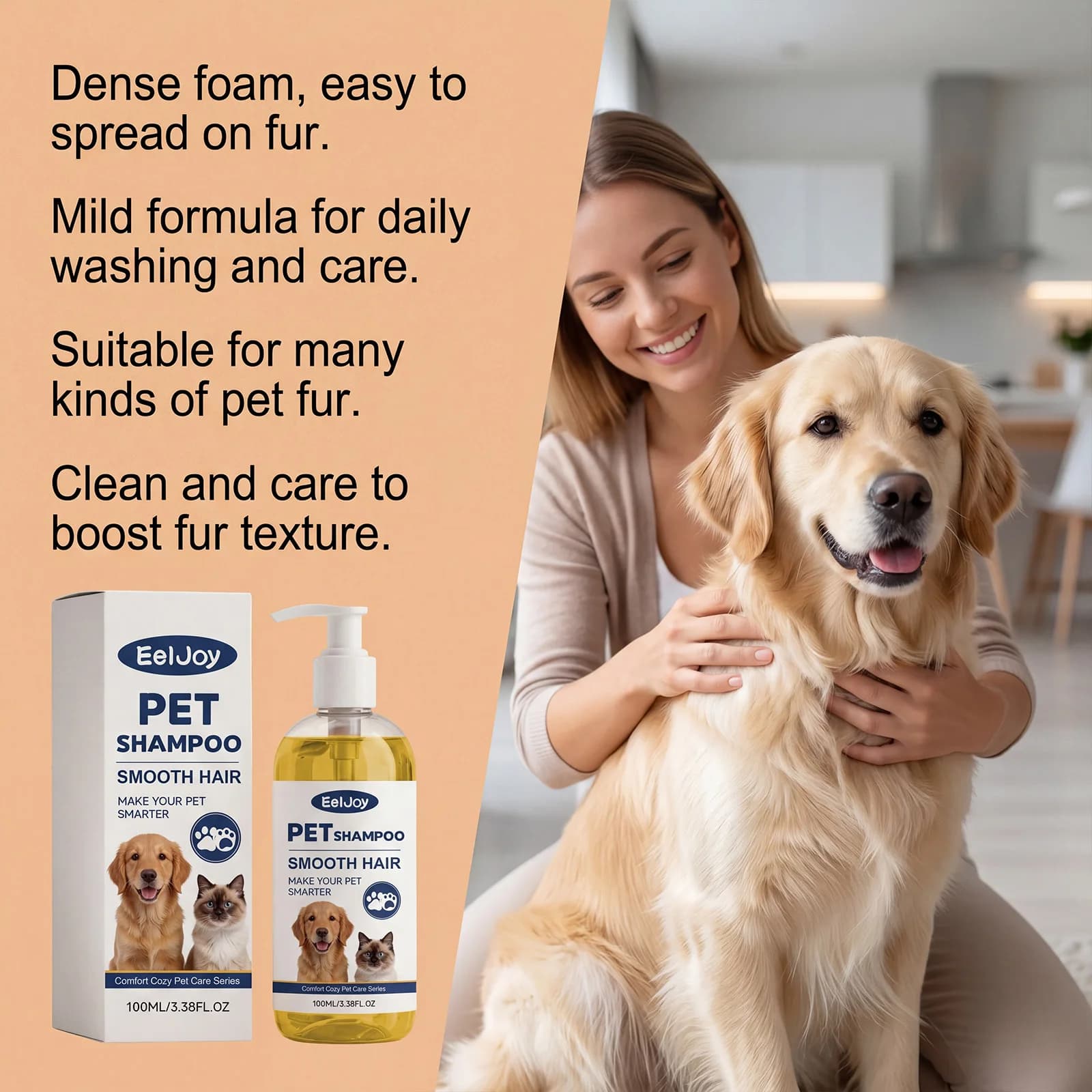 Shampoo pour animaux de compagnie à l'huile de noix de coco naturelle