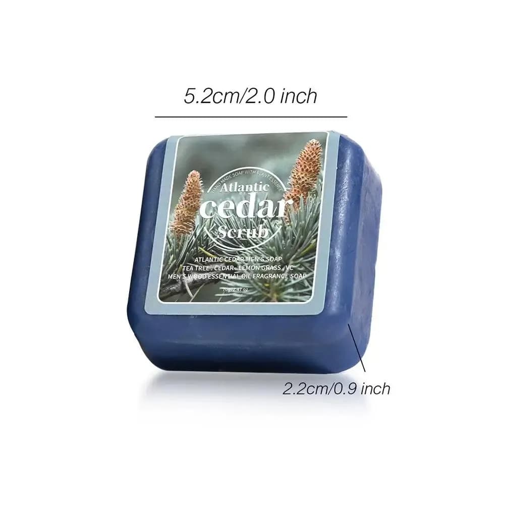 Savon à l'huile essentielle de cèdre pour hommes, savon de voyage portable pour hôtel, nettoyage en profondeur, parfum boisé, savon fait à la main, savon pour le visage et le corps