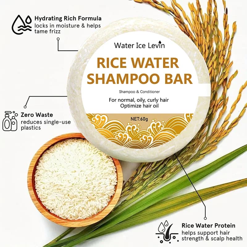 Shampoing au Riz Biologique de Regina, Barre de 60g, Sans Huile, Conditionnement, Eau, Nourrissant, Anti-perte, Croissance des Cheveux, 10000