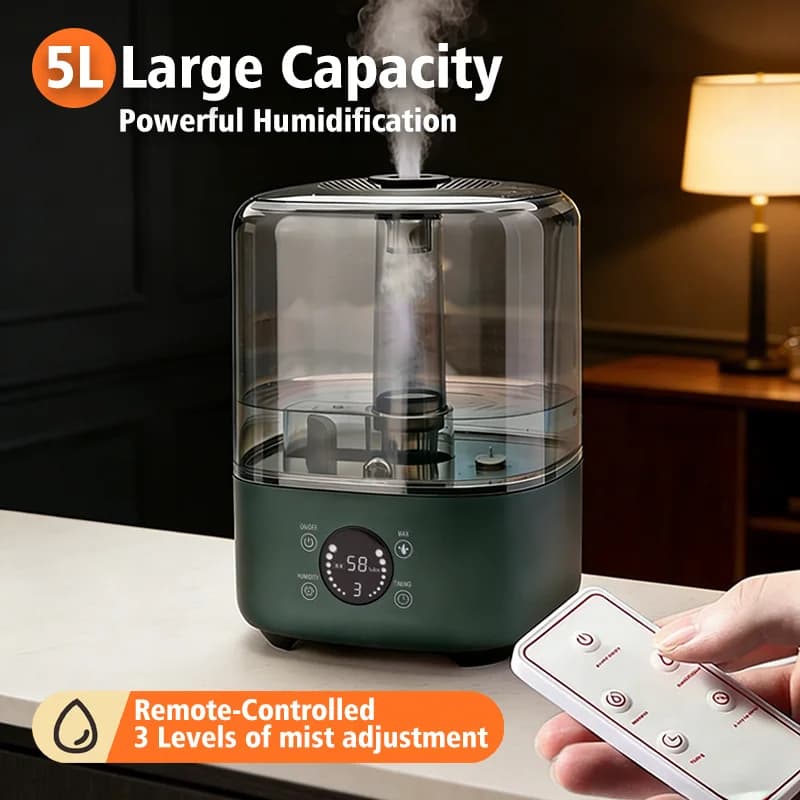 Humidificateur ultrasonique de grande capacité 5L avec diffuseur d'huiles essentielles