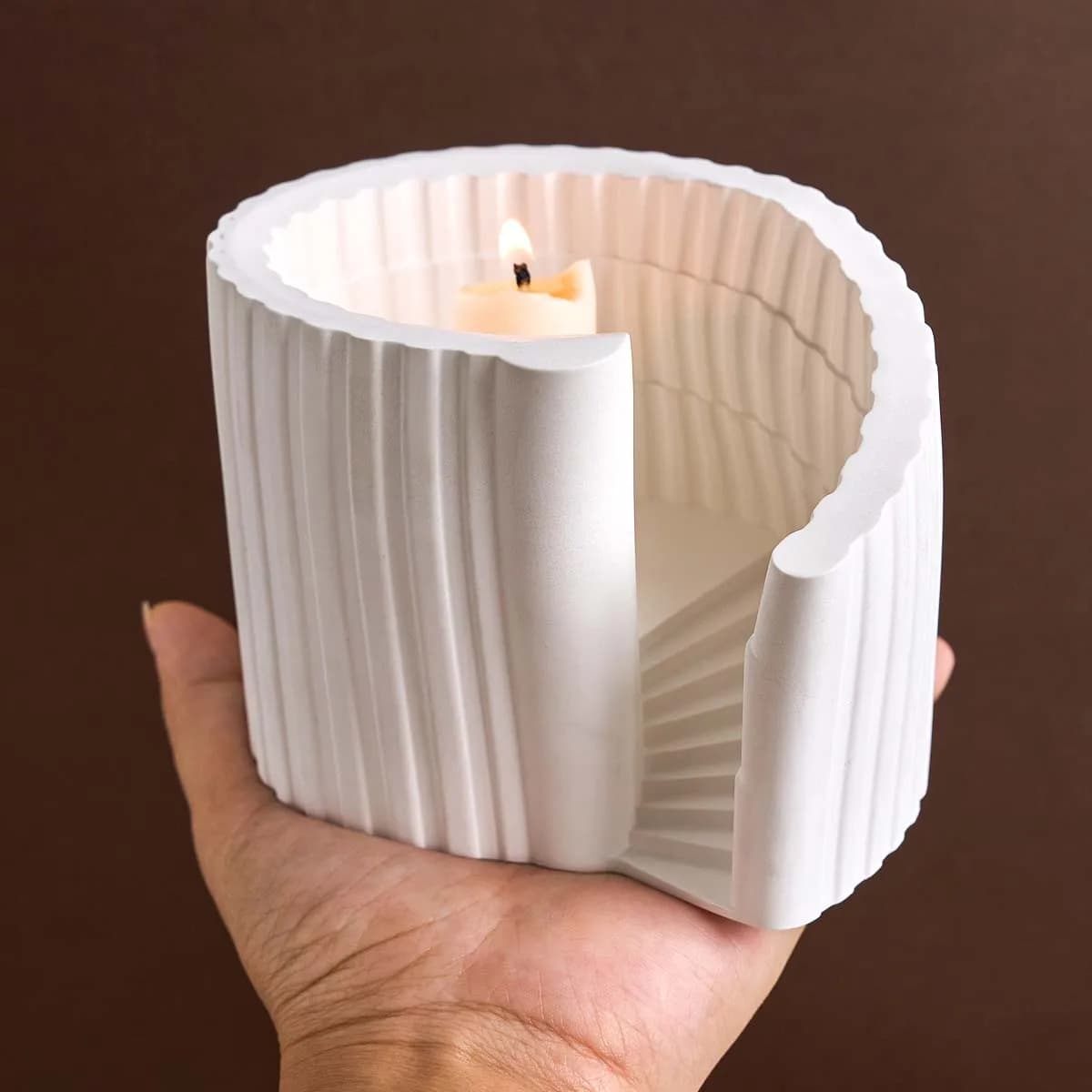 Brûleur d'huile essentielle en béton, moule en Silicone, bricolage fait à la main, escalier en spirale, bougeoir, plâtre, résine, moulage artisanal