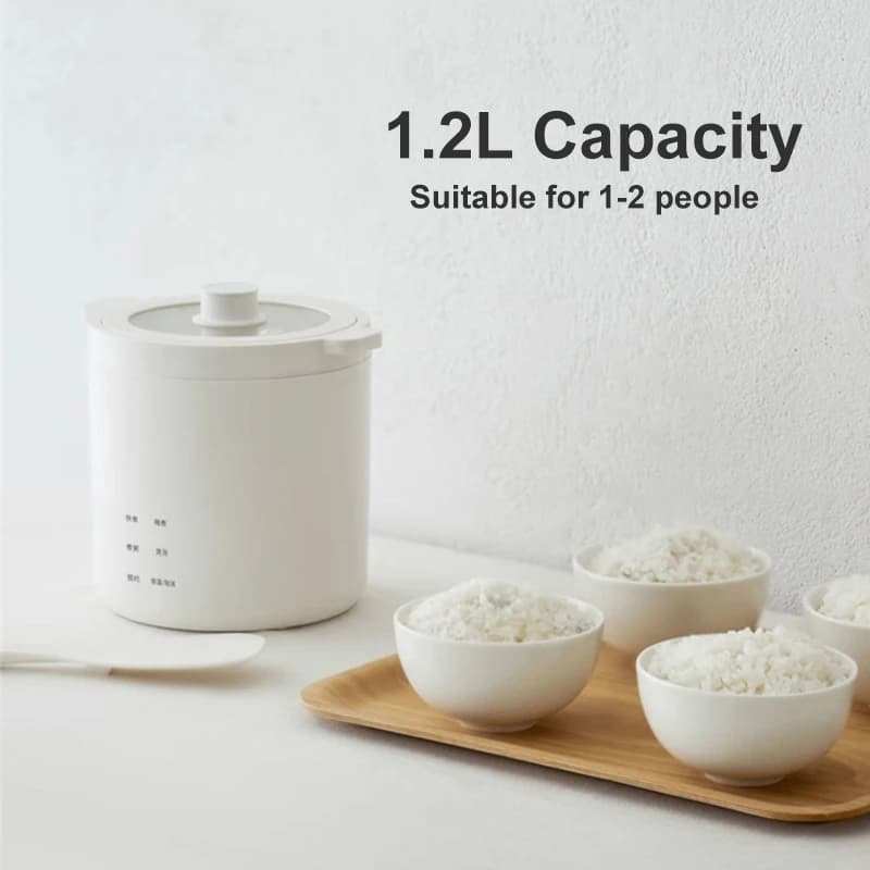 Olayks cuiseur à riz 1.2L cuiseur électrique multifonctionnel 25min cuisson rapide pour dortoir bureau Mini marmite électrique Portable