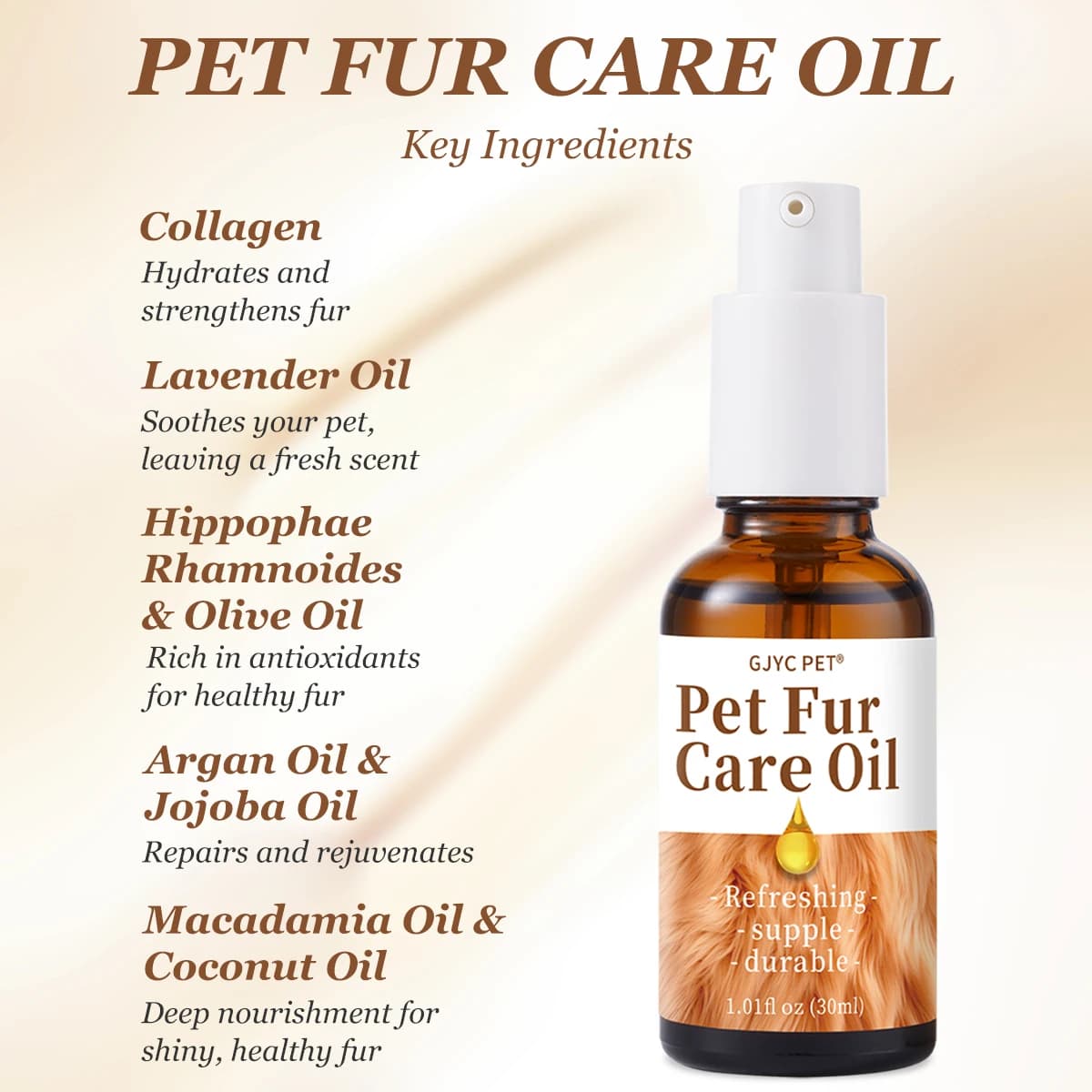 Huile de soin douce pour la peau des animaux de compagnie, formule à base de plantes, revitalisant sans rinçage, démêlant, réduit la perte, augmente la brillance du manteau pour chiens et chats