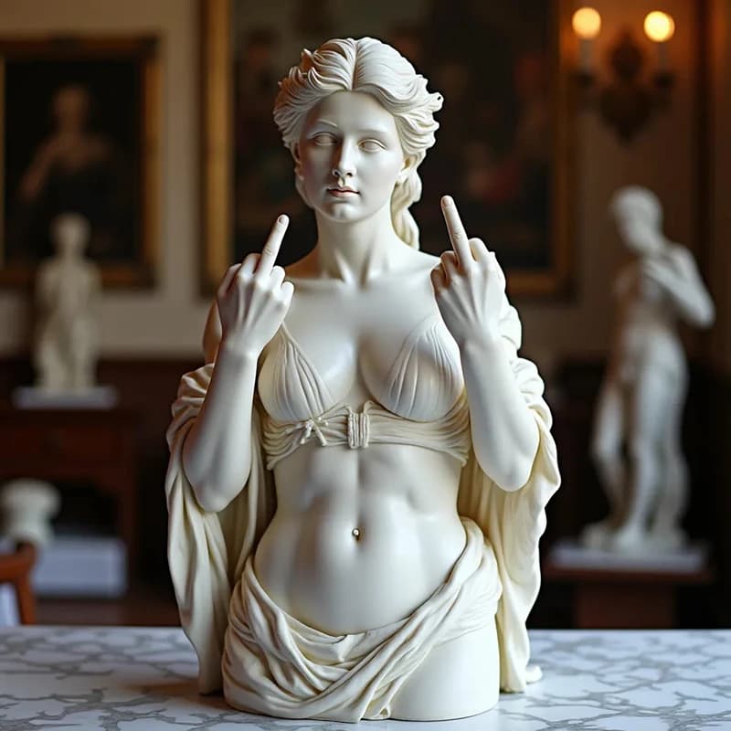 Statue de vénus drôle avec doigt du milieu de la déesse, ornement Miniature en résine, décoration de bureau et de maison
