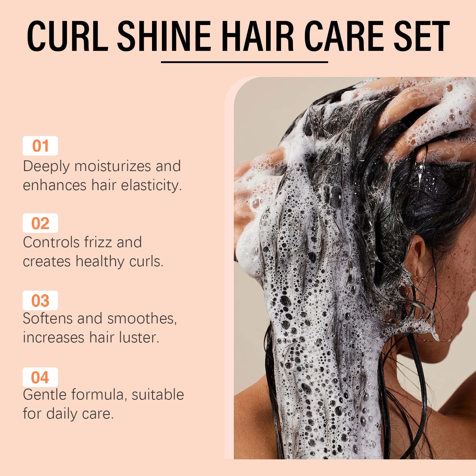 Ensemble shampoing et revitalisant noix de coco – Soin capillaire hydratant pour cheveux bouclés | Contrôle de l'huile Élimination des frisottis Nettoyage du cuir chevelu Lissant