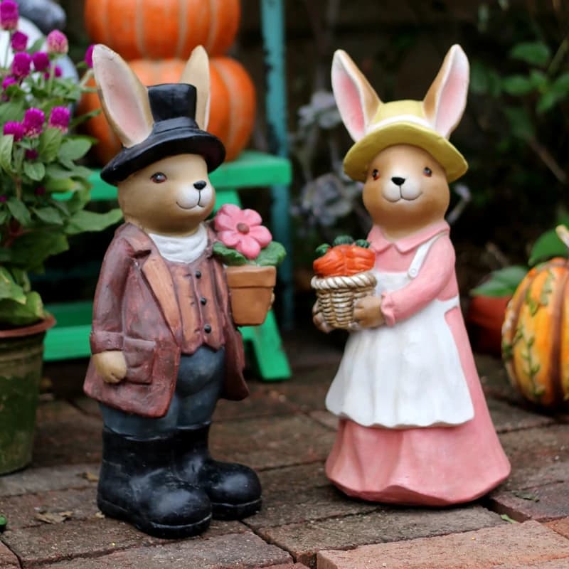 Statue de jardin de lapin en plein air