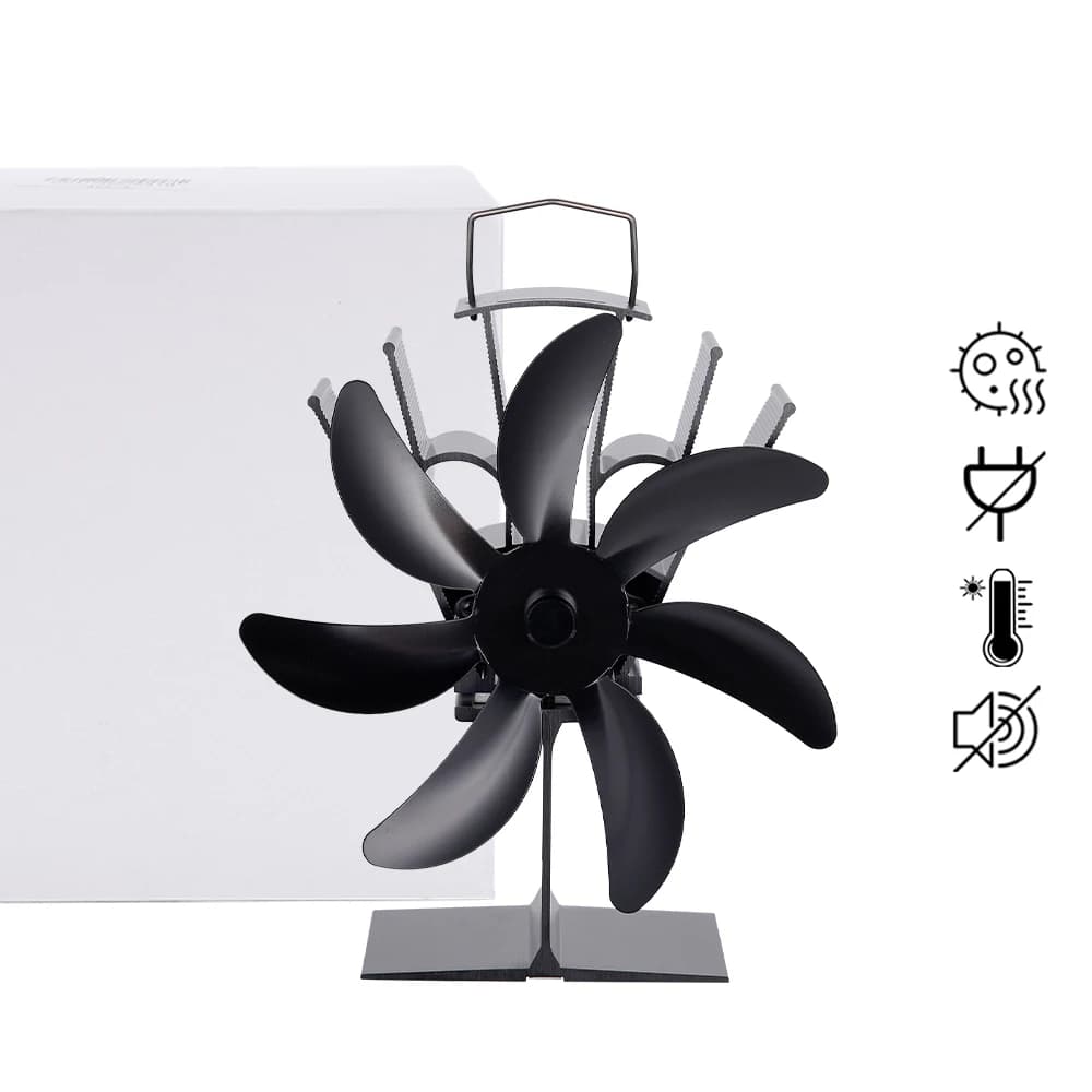 7 pales poêle ventilateur chaleur alimenté cheminée