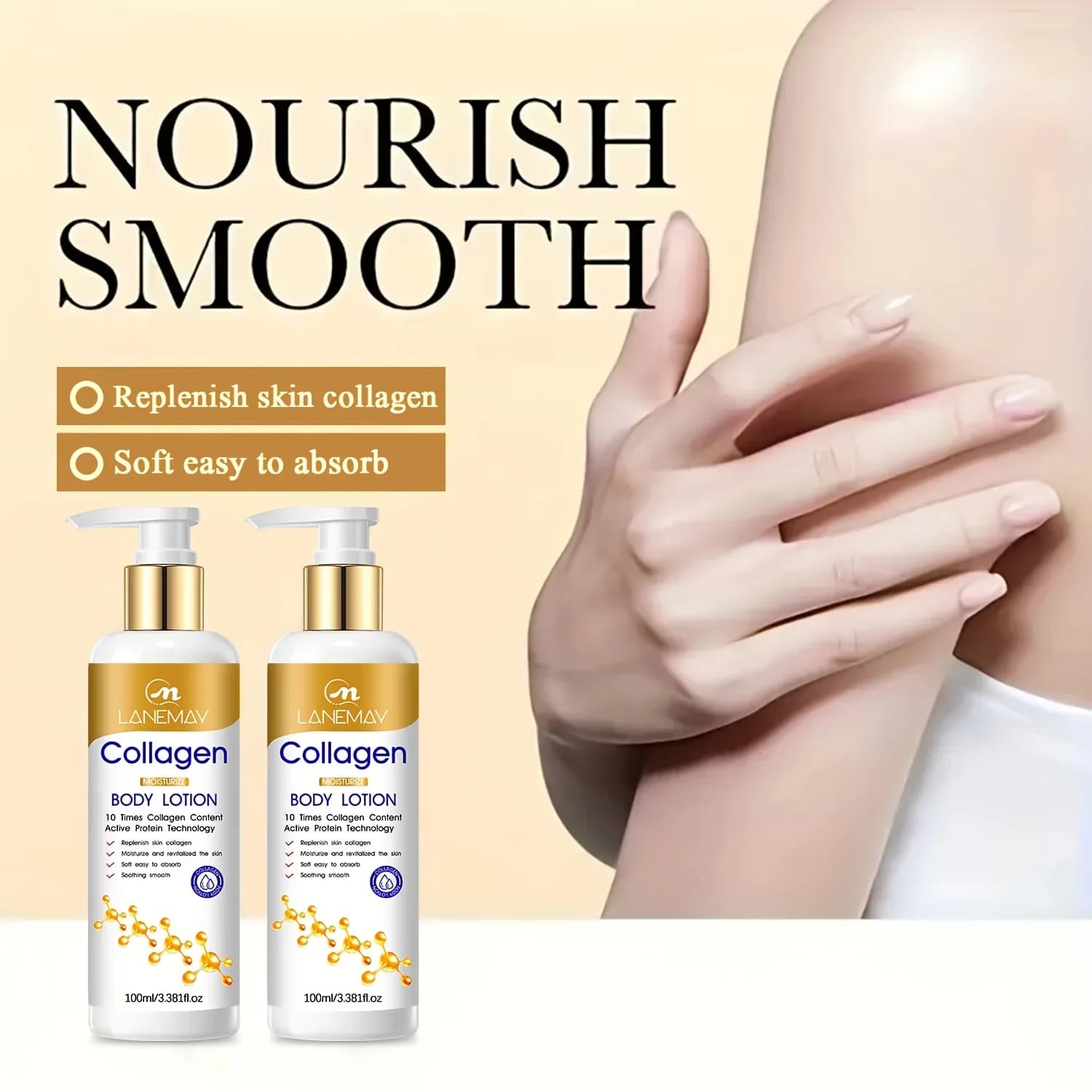 Lotion pour le corps hydratante au collagène – Peau sèche et déshydratée hydratante, légère et non grasse pour la peau