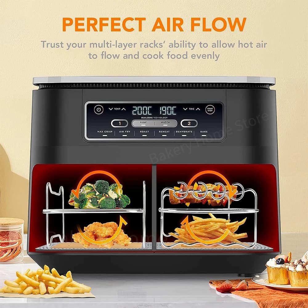 Ensemble d'accessoires pour friteuse à Air Ninja AF400EU AF300EU, Double pile XL, moule de friteuse à Air en Silicone, supports de gril pour friteuse à air 7,6 l-9,5 l
