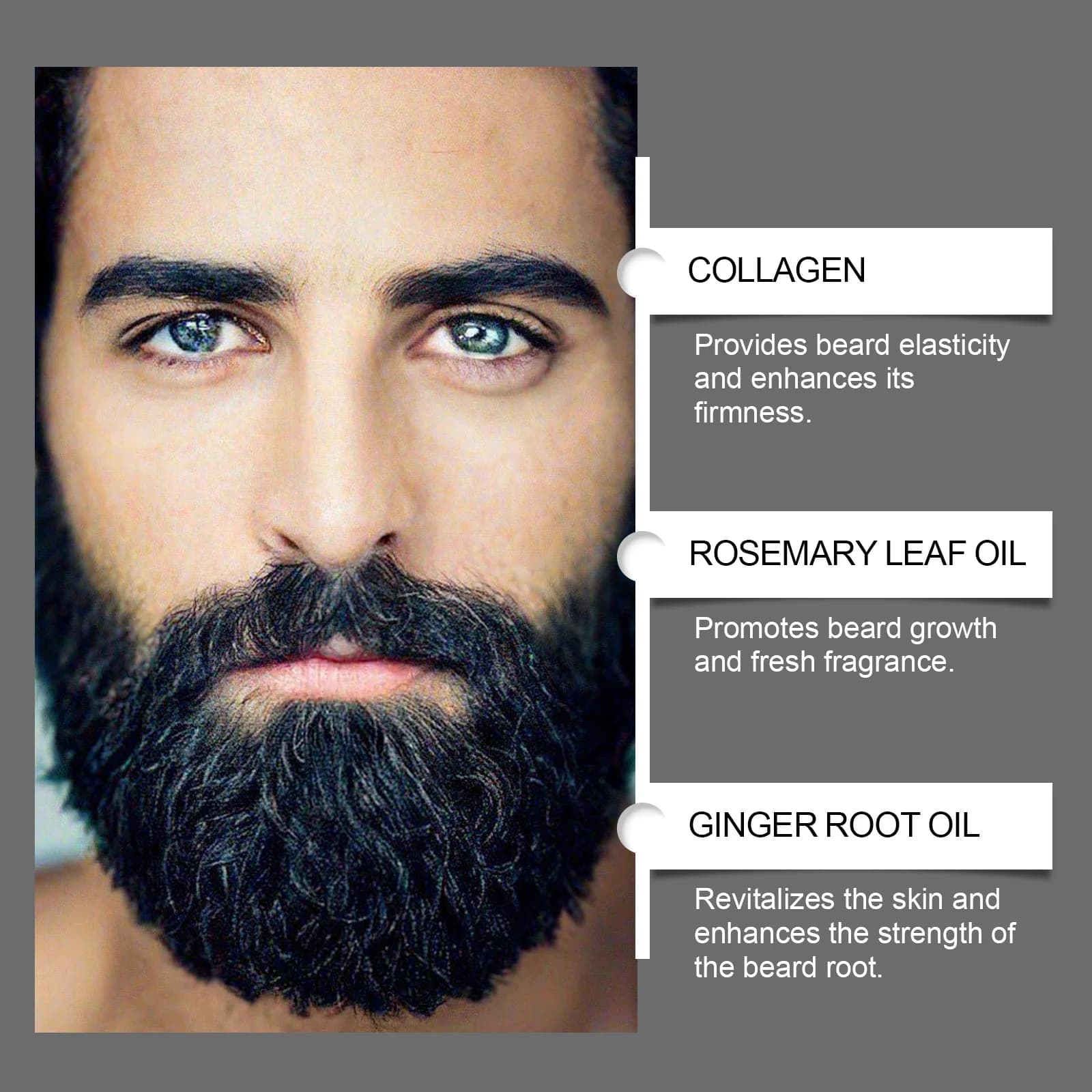 Huile de croissance de la barbe, sérum épaississant, favorise la croissance des poils, renforce les racines, adoucit la barbe, hydrate, soin masculin