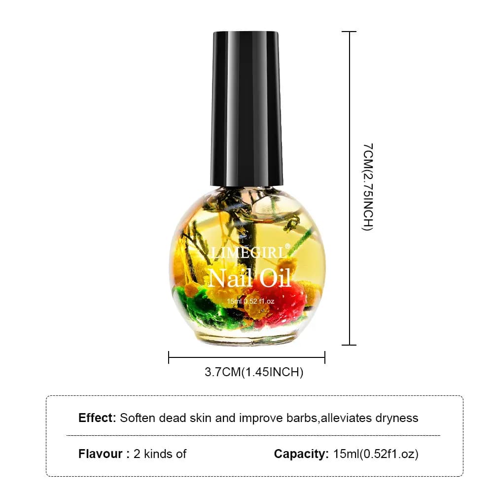 Huile nutritionnelle parfumée pour ongles, 15ml, fleur séchée, hydrate les ongles et les cuticules, protège les doigts pour le soin des ongles