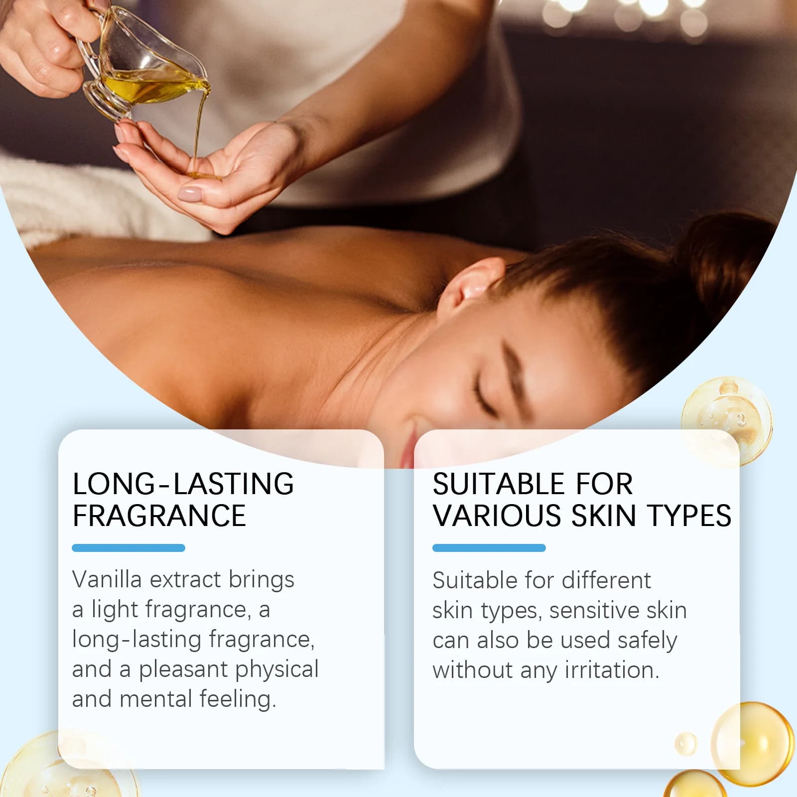 Huile de Énergie Corporelle à la Vanille pour Relaxation et Hydratation de la Peau