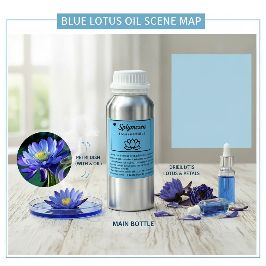 Huile parfumée de lotus bleu égyptien de haute qualité - Parfum floral aquatique éthéré pour la fabrication de parfums, de bougies et de savons haut de gamme
